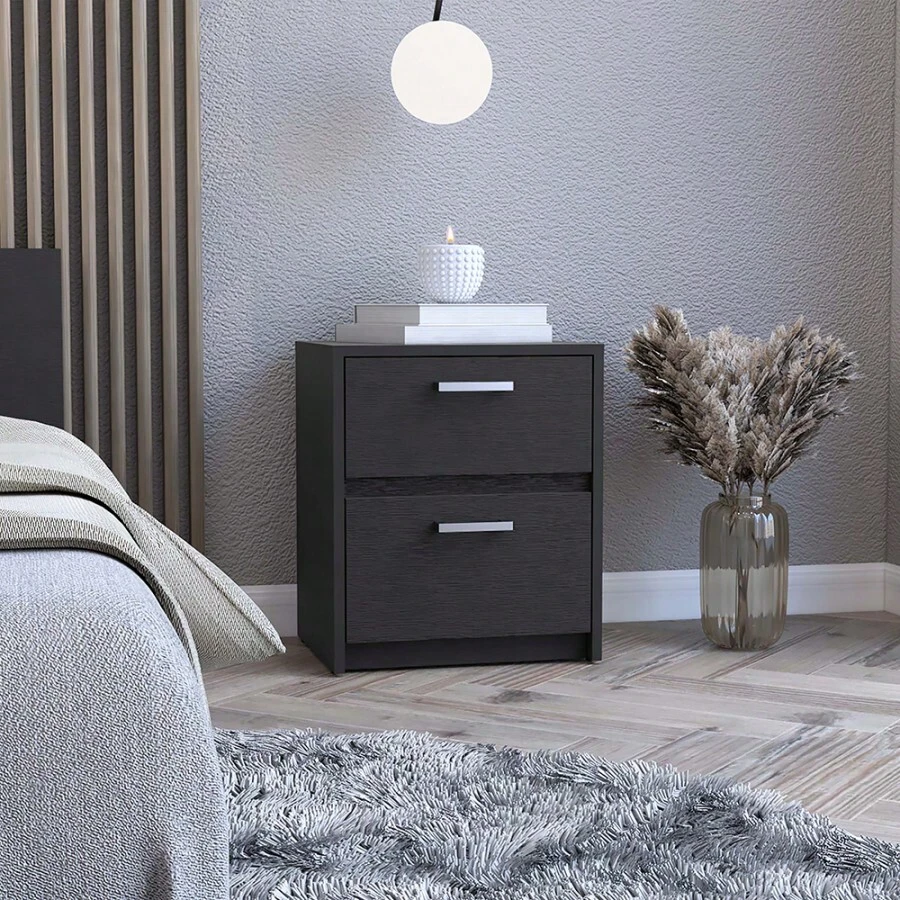 Nightstand Chequered, Two Drawers, Black Wengue Finish - Nhiều màu - Xem 1