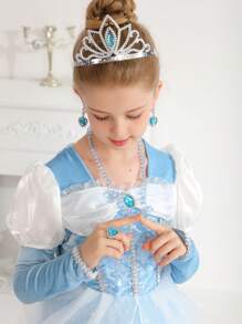 Princess Dress For Girls  Carnival Halloween Party Outfit With Accessory - 藍白色 - 查看 4