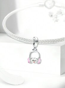 1 PC 925 Sterling Silver Pink Delicate Objects Beads Pendant Charm Pendant Ball Suitable For Bracelets DIY Women's Jewelry