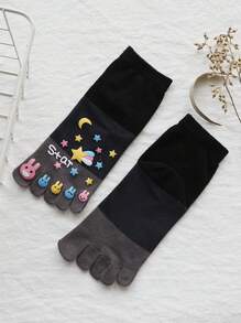 1 Par de Calcetines de división de puntera estilo lindo para parejas, calcetines tipo zuecos, calcetines personalizados, calcetines con estrellas y lunas, 5 colores, calcetines de longitud media, calcetines suaves para mujer, calcetines de tela para mujer, calcetines lindos, calcetines para niñas, calcetines holgados, calcetines de moda