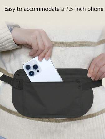 1PC Outdoor Sports Waist Bag, Unisex Invisible Running Waist Belt With Phone Pouch, Ultra-Thin Canvas Travel Mobile