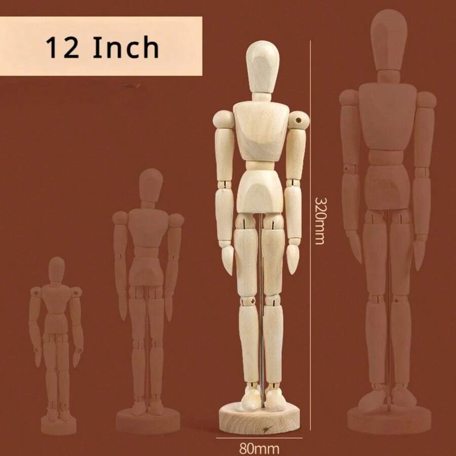 5.5/8/12 Inch Artists Wooden Manikin Jointed Mannequin Perfect For Home Decoration The Human Figure Supplies Drawing Tools - 12 Inch - View 1
