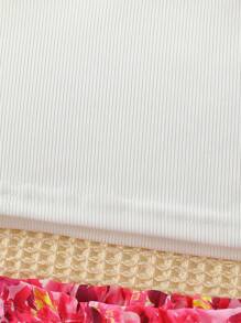 Young Girl Asymmetrical Shoulder Floral Top + Butterfly Floral Print Shorts 2-Piece Summer Set