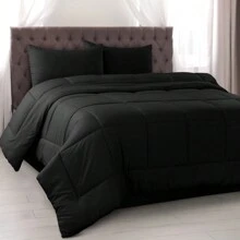 Lux Decor 5-Piece Comforter Set, Soft Microfiber Bedding With Plush Texture, All-Season Comforter, Pillow Shams And Bed Skirt Included, Elegant Hotel Collection Bedding For Bedroom, Guest Room And Home - 黑色 - 查看 1