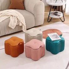 Small Stool For Home Use, Low Stool For Living Room Tea Table, Leather Bench For Entryway Shoe Changing, Minimalist Modern Storage Bench - Orange - View 3