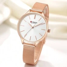 Relógio CURREN para Mulheres, Marca Top de Luxo, Moda Clássica, Relógio de Pulso para Moças, Pulseira de Malha de Aço Inoxidável, Simples, Original, À Prova D'água, Elegante, Presente Feminino 9024