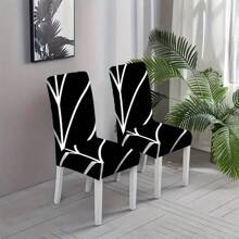2/4/6pcs Creative Personalized, Special Black And White Texture Decoration, Printed Chair Cover, Fashionable Printing, Elastic And Easy To Install, Enhancing Seat Style