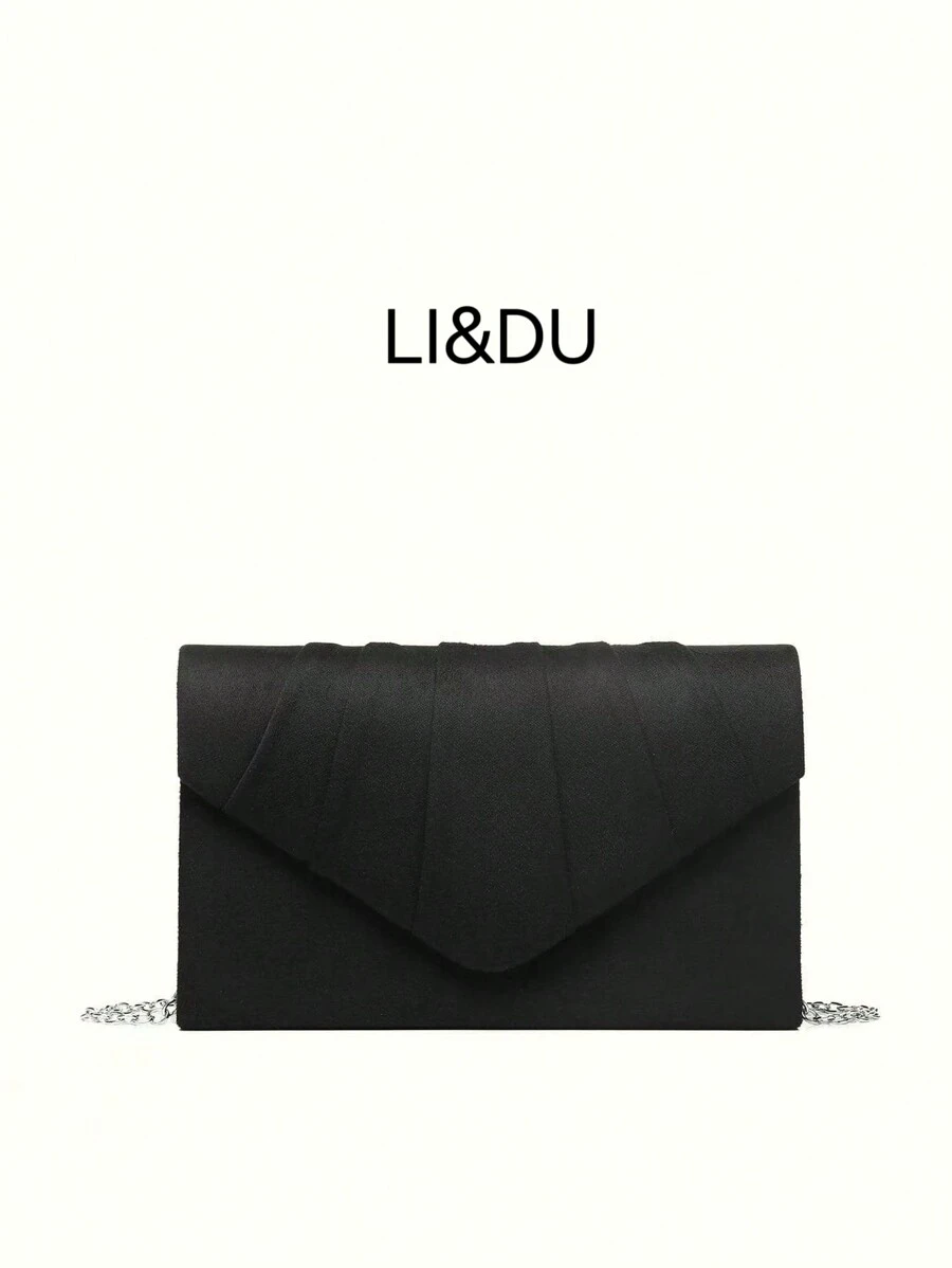 Elegant And Fashionable Gift Velvet Pleated Clutch Bag For Prom, Evening Party And Wedding - Black - View 1
