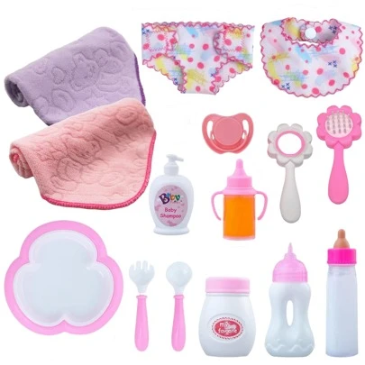Set de 12 piezas de biberones y botes de jugo mágicos para muñecas bebés, juego de accesorios de muñeca con biberones y botellas de jugo con diseño de panda, con efecto de líquido que desaparece, accesorios de muñecas mágicas para niños (color accesorio aleatorio)