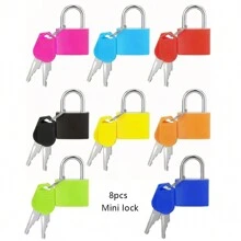 Set de 3/6/8 candados mini portátiles de plástico de colores con llave, cierre manual de para taquillas, equipaje, maletas, set de candados para viaje - regalo ideal para viajeros