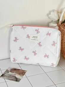 Ladies Cosmetic Bag, Zipper Closure, Quilted Fabric, Minimalist Style, Sweet Satin Bow Design, Toiletry Bag, Storage Bag, Suitable For Home, Travel And Daily Use Bags, Makeup Bag, Vanity, Make Up Bag, Travel Essentials, Organizer, Storage, Makeup Organizer, Makeup Bags, Toiletry Bag, Desk Organiser, Cosmetic Bag, Makeup Pouch, Make Up Organizer, Vanity Accessories, Make Up Pouch, Make Up Bag, Vanity, Make Up Pouch, Travel Essentials, Pouch Bag, Vanity Accessories, Small Makeup Bag, Cosmetic Bag, Large Capacity, Large Makeup Bag,Christmas Gifts,Pouch,Travel,Gifts For Women,Women's Necessaire,Travel Essential,Pouch,Clutch / Small Handbag,Necessaire,Makeup Organizer,Makeup Organize,Pouch,Brush Holder,Mini Pouch,Large Capacity Pouch