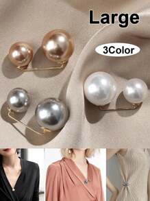2 Sweaters, Scarves And Hats Clip Neckline Brooches, Faux Pearl Brooches For Women And Girls, Fashion Decorative Pins For Clothes, Jackets And Pants Birthday