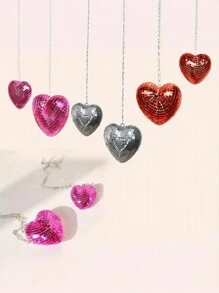 1pc Hanging Party Disco Ball Heart Shaped Mirror Disco Party Ornaments, Valentine's Day Hanging Ornament, Party Decoration, Room Decor, Home Decor - Multicolor - View 9