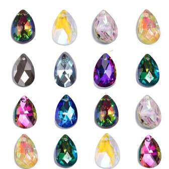 8pcs 13x22mm Austrian Crystal Pendants Waterdrop AB Color Shiny Crystal Charms For Jewelry Making DIY Gorgeous Necklace Earrings Suncatcher For Valentine's Day Gifts