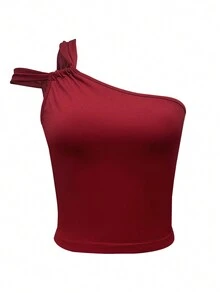 女士性感无袖露肩纯色简约背心，休闲日常穿着