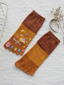 1 Par de Calcetines de división de puntera estilo lindo para parejas, calcetines tipo zuecos, calcetines personalizados, calcetines con estrellas y lunas, 5 colores, calcetines de longitud media, calcetines suaves para mujer, calcetines de tela para mujer, calcetines lindos, calcetines para niñas, calcetines holgados, calcetines de moda