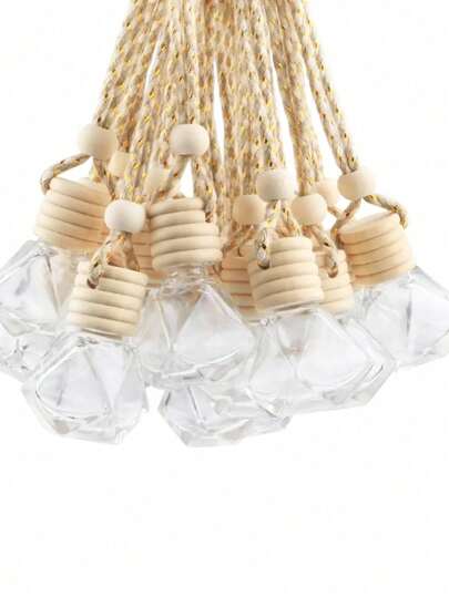 10pcs Car Air Freshener Glass Bottles, Hanging Decorative Fragrance Refill Vials, Car Aromatherapy Empty Bottles, Car Fragrance