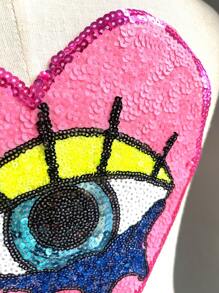 1 Peça Remendo de Coração Grande com Lantejoulas Rosa e Verde, Remendo Brilhante para Passar a Ferro em Roupas, DIY, Aplicação, Verão, Escola