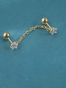 1 件不锈钢穿孔耳钉耳环吊坠方晶锆石耳链耳骨耳蜗耳蜗耳屏穿孔耳垂穿孔珠宝 - 如圖 - 查看 17