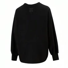 Puma 純棉寬鬆運動休閒徽章圓領蝙蝠套頭衫衛衣抽拉繩 - 黑色 - 查看 8