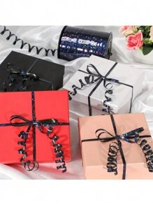 1 卷 250 码全息黑色卷曲丝带 - 闪亮金属卷曲丝带，防水塑料礼品包装丝带，用于礼品包装、气球绳、婚礼、生日、圣诞节 - 金属闪亮丝带，用于花束和鲜花包装纸 - 彩色 - 查看 2