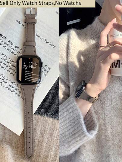 1pc Apple Watch Band Apple Watch Strap High-Quality Elephant Grey Leather Band Compatible With Apple Watch Ultra, Series 9/8/7/6/5/4/3/2/1,Compatible With Apple Watch 49mm 38mm 40mm 41mm 42mm 44mm 45mm, Soft & Comfortable, Elegant & Versatile, Suitable For Daily Wear, Classic Grey Color For Feminine Wrist