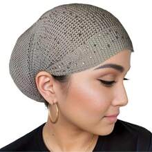 新款时尚弹力水钻穆斯林头巾帽，现代轻便女士头套 - 彩色 - 查看 6