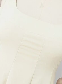 ZANZEA Women Square Neck Sleeveless Tank Sundress Summer Holiday Party A-Line Swing Midi Dress - Màu be - Xem 6