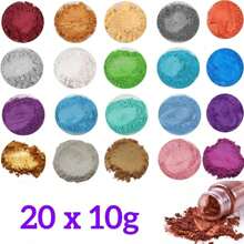 بودرة الميكا - 20 مل/زجاجة (10 جرام) بودرة الميكا لراتنج الإيبوكسي، بودرة صباغة للصابون والشموع والسلايم والرسم والأشغال اليدوية، 0.35 أونصة/زجاجة