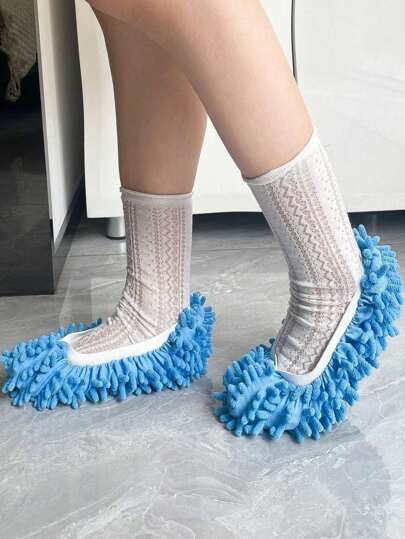 2 Pcs Shenier Super Absorbent Cleaning Sock Covers, Can Be Washed Repeatedly To Replace Mop Heads, Household Floor Cleaning Socks, Small Size, More Suitable For Teenagers Or Housewives