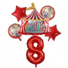 Circus Theme Foil Red Number Circus Stage Balloons Decoration, Birthday Party, Anniversary, Festival Supplies, Scene Layout
