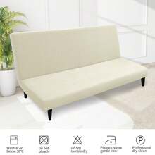 1pc Full Size Futon Cover, Triple 2025 Upgraded Queen Futon Mattress Cover Washable Armless Sofa Cover Sofa Cover Stretch Sofa Bed Furniture Protector With Elastic At Bottom - Beige - View 3