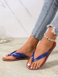 Women's Flat Sandals, Non-Slip Soft Bottom, Breathable Slides, Fashionable British Style, Retro Flip Flops, Bohemian Flat Slouchy Shoes, Beach Outdoor Flats