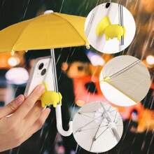 1pc Mini Umbrella For Smartphones With Universal Pig-Shaped Suction Cup Holder, Outdoor Anti-Glare Sun Shade, Made Of Polyester Fiber Material, Rain And Sunlight Proof, Cell Phone Umbrella For Sun Shade, Universal Adjustable Cute Phone Shade Umbrella With Piggy Style Suction Cup, Screen Protector