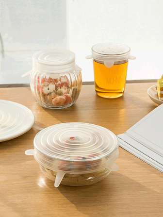 6pcs Silicone Stretch Lids, Food Bowl Covers, Reusable Food Wrap, Expandable Multipurpose Produce Savers