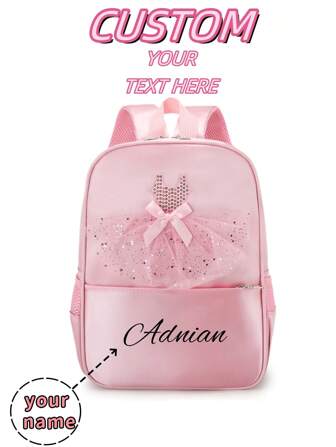 Custom Dance Bag, Can Be Printed With Personalized Name Or Holiday Greetings. Customize Your Own Backpack. Fashionable Casual Multifunctional Backpack, Cute Lace Ballet Bag. This Lightweight Coin Purse Is Perfect For Teenagers To Use In Daily Life, Going Out, Traveling, Shopping, Dancing, Sports, Outdoor Activities.,Multi-Functional,Ornamental,Letter,Stylish,Modern,Colorful,Cute,Adorable,Casual,Custom,Personalised,Unique,Customized,Ideal Gifts For Him,Ideal Gifts For Her