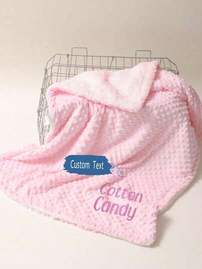 70cm*105cm Baby Pink/Blue Dotted Plush Blanket, Double-Layer Nap Blanket, Customizable For Stroller, Sofa, Infant Gift, Daily Use, Outdoor, Nap, Air Conditioning,Kids,Gala Night,Modern,Colorful,Cute ,Multi-Scenario
