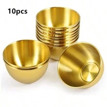 10 Peças Tigelas de Molho de Aço Inoxidável, Mini Pratos de Condimento, Tigelas Redondas para Aperitivos, Molhos, Lanches, Conjunto para uso em Restaurante/Hotel, Suprimentos Escolares