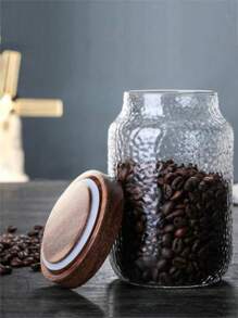 1PC American Style Hammered Glass Sealed Jar, Tea/Coffee/Bean Storage Container With Nut And Grain Organizer