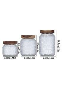 1PC American Style Hammered Glass Sealed Jar, Tea/Coffee/Bean Storage Container With Nut And Grain Organizer