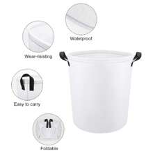 大容量简易白色洗衣篮家用洗衣篮、洗衣篮、浴室收纳篮、篮子、储物篮、可折叠洗衣篮 - 白色 - 查看 4