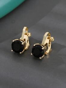 1 cặp bông tai kẹp khảm đồng thời trang, thiết kế đơn giản, phù hợp với phụ nữ, tuyệt vời làm quà tặng sinh nhật/tiệc tùng - Vàng - Xem 11