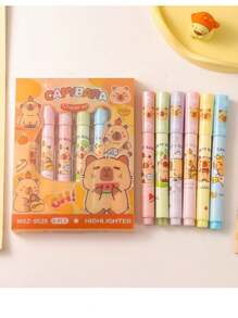6 Pcs Neon Highlighter Pens, Cartoon Colored Planner Pens, Ideal Study Marker Pens For Highlighting And Note-Taking - Multicolor - View 7