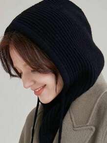 1 sztuka/damska szara czapka kominiarka ze ściągaczem, ciepła dzianinowa czapka ochronna na twarz i szyję do jazdy na nartach na świeżym powietrzu, odpowiednia do ochrony przed zimnem zimą