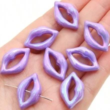 beadia 10/30pcs 25x15mm Acrylic Plated Colored (White, Rose Red, Pink, Purple, Black)Lip Shaped Beads For DIY Accessories On Necklaces And Bracelets By Handmade DIY