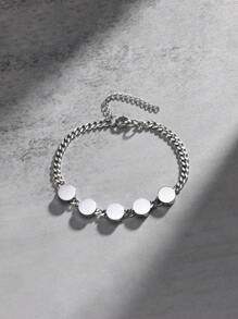 1 Piece - Custom Engraved Stainless Steel Bracelet Is Dazzling And Paired With An Exquisite Round Pendant.