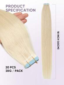 20pcs Tape-In Hair Extensions, Real Human Hair, 14-22 Inches, Invisible Double-Sided Tape-In Hair Extensions, Straight Hair, Suitable For Party, Halloween Costumes - S60 - View 12