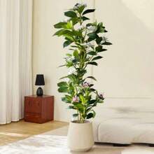 80/120cm Tropical Artificial Ficus Large Banyan Plants Plastic Fiddle Fig Tree Branch Faux Magnolia Tree For Home Garden Decor - 80cm and 120cm Pink - View 3