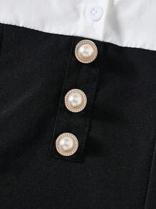 8-12 岁女童时尚休闲运动连衣裙，二合一连衣裙，优雅裙子 - 黑色 - 查看 4