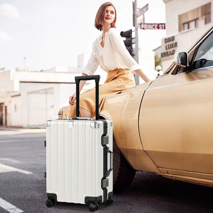 Luggage Aluminum Frame Zipperless Metal PC+ABS Checked Luggage Noble ...